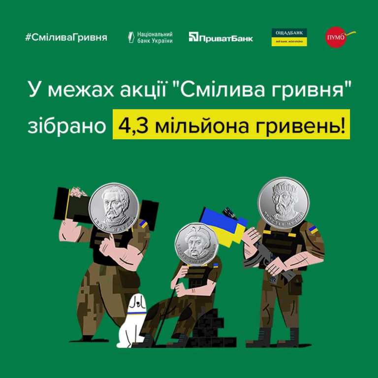 Смілива гривня: українці зібрали монетами 4,3 млн грн