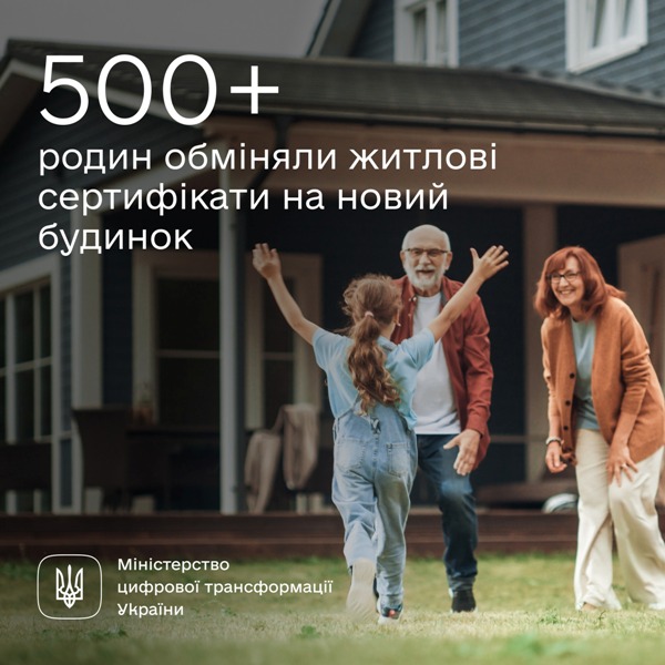 Мінінфраструктури: 500 українських родин вже придбали нові оселі за житлові сертифікати