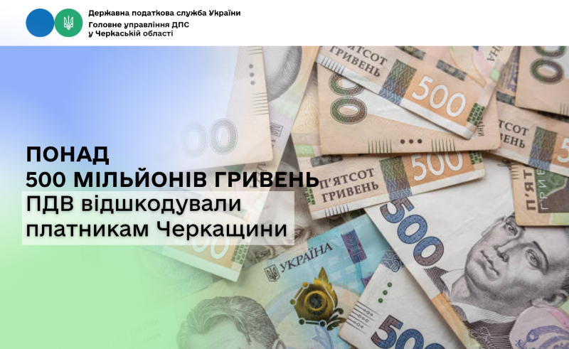 На фото - понад 500 млн грн ПДВ відшкодували платникам Черкащини