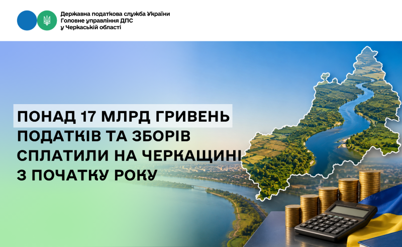 На фото - понад 17 млрд грн податків та зборів сплатили на Черкащині з початку року