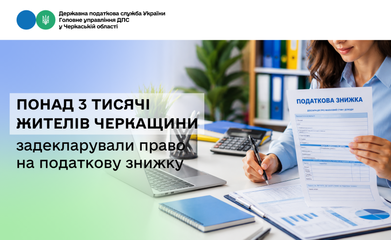 На фото - Понад 3 тис. жителів Черкащини задекларували право на податкову знижку